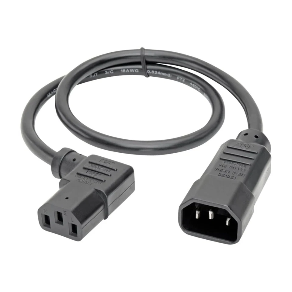Tripp Lite P004-002-13LA Left-Angle C13 to C14 Power Cord 18 AWG - Image 1 of 3