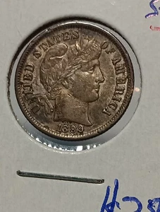 👉 1899  BARBER DIME Bu Choice With Stunning Toning With Eye Appeal  - Picture 1 of 6