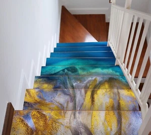 3D Gentle Blue G143 Stair Risers Decoration Photo Mural Vinyl Decal Wallpaper E - Picture 1 of 6