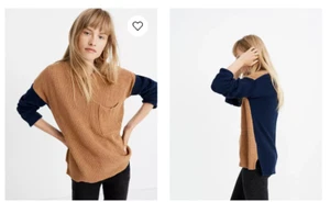 Suéter Madewell Para Mujer XS Colorblock Thompson Bolsillo Pullover Boxy Jumper - Imagen 1 de 4