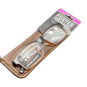 Foster Grant Reading Glasses Thomson Thompson Brown BRN Frame & Case +2.50 NEW - Picture 1 of 7