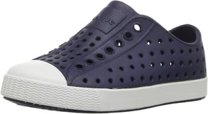 Native Jefferson Kid's Slip-On Sneakers, Regatta Blue/Shell White, Size Options - Picture 1 of 13