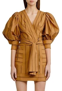 Acler 'Wyatt' Caramel Stripe Women's New Designer Cotton Dress - 10 - RRP $450 - Picture 1 of 11