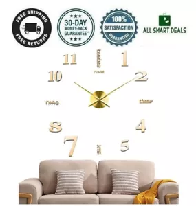 Reloj De Pared Modernos 3D Adhesivo Decorativo Elegante Sala De Estar Oficina - Picture 1 of 12