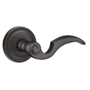 Juego de palanca de puerta de cera perdida Emtek Napoli con roseta #12 plana negra bronce - Imagen 1 de 1