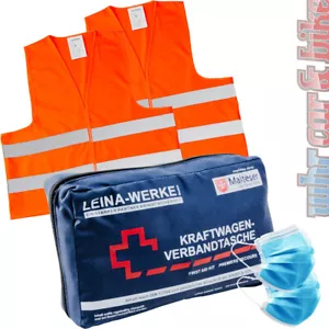 Auto Verbandskasten neue Norm 2023 Leina KFZ Verbandtasche + 2x Warnweste orange - Bild 1 von 1