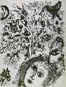Marc Chagall - Pareja además del árbol (M.292) - Litografía a color original Mourlot - Imagen 1 de 1