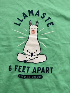 LIFE IS GOOD green LLAMASTE 6 feet apart short sleeve Tee Shirt Womens 3XL - Picture 1 of 3