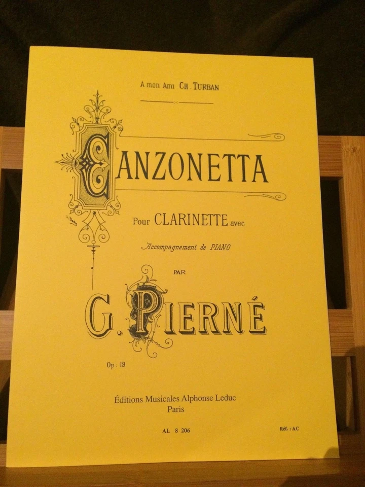 Gabriel Pierné Canzonetta pour clarinette sib et piano partition éditions Leduc - Photo 1/1