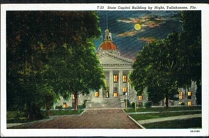 Postal de colección Tallahassee Fl State Capital Building por noche FLORIDA - Imagen 1 de 2