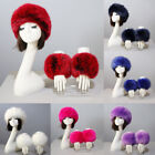1Set Women Faux Fur Hat Cuff Winter Warm Soft Hat Arm Wrist Sleeve Gloves Party
