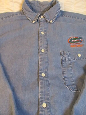Gear For Sports Florida Gators Shirt Men's 2XL Blue Jeans Denim Button Up Pocket - Image 1 of 4