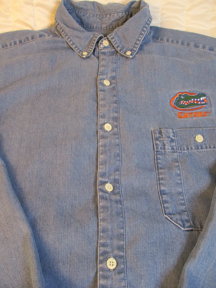 Gear For Sports Florida Gators Shirt Men's 2XL Blue Jeans Denim Button Up Pocket - Image 1 of 4
