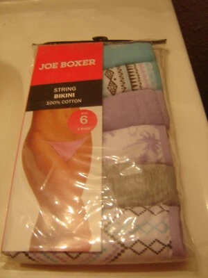 Bikini Joe Boxer tiro bajo 100 % algodón bragas paquete de seis talla 6 = a mediana Foto 1 de 2