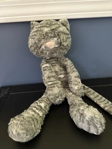 Jellycat Merryday Striped Cat Soft Gray Plush 17" Retired Whiskers READ - Picture 1 of 10
