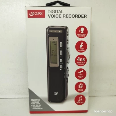 GPX | Digital Voice Recorder 4GB, 272 Hours | PR047B - Image 1 of 4