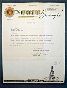 JULY 1945 WALTER BREWING CO PUEBLO CO LETTERHEAD REPAIR NOTE- ZAHM & NAGEL FP168 - Picture 1 of 10