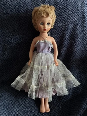 Vintage 50s Eegee Little Debutante Walker Fashion Doll Sleep Eyes 18" Blue Dress - Image 1 of 4
