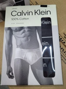Calvin Klein Black 3-pack Cotton Stretch Hip Briefs Underwear Large 36"-38" New - Picture 1 of 3
