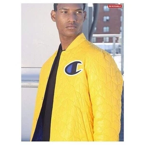 Reversible Champion Insulated Puffer Jacket Men's Size L Blue Yellow Gold NWT - Picture 1 of 11
