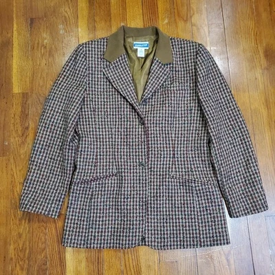 Blazer Pendleton Vintage Mujer 8 Marrón Pata de Gallo Lana Knockabouts EE. UU. 90s Foto 1 de 4