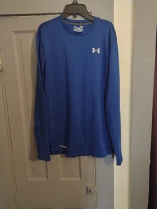 Camicia manica lunga Under Armour blu royal aderente Cold Gear taglia large - Foto 1 di 7
