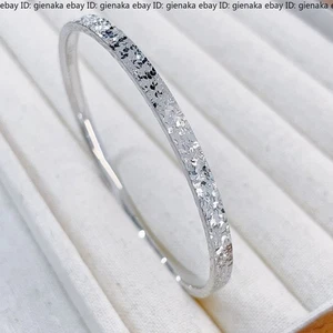 Pure Platinum 950 Women Round Circle 4mm Shiny Bracelet Bangle ID54mm 10.5g - Picture 1 of 5