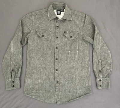 Element Para Hombres Gris Manga Larga Pestaña Enrollable Camisa Abotonada Adulto Pequeña Camisa de Vestir Foto 1 de 4