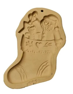 1997 Santa's Stocking Christmas Brown Bag Cookie Art Mold Hill Design Bear - Picture 1 of 3