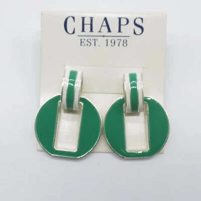 Pendientes colgantes Chaps Door Knocker esmalte verde audaz retro funky vanguardista Foto 1 de 4