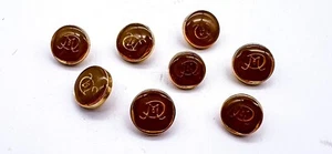 8x Vintage Buttons Decorative Buttons with Initials Gold | 8 Pieces - Picture 1 of 8