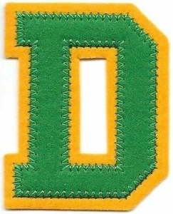 2 1/4" x 2 1/2" Green Yellow Block Letterman's Letter D Felt Patch - Picture 1 of 1