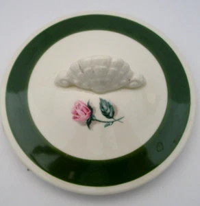 Homer Laughlin Rhythm Rose Sugar Bowl Top Only Green Band 1954 Pink Rose - Picture 1 of 3