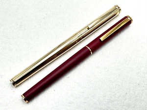 NICE 2 LOT 1990s SHEAFFER FASHION GOLD PLATED & MATTE BURGUNDY FOUNTAIN PENS - Picture 1 of 12