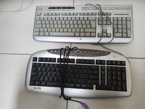 Job Lot 2x Silver Keyboards (pin connector end) can use usb adapter for them - Picture 1 of 12