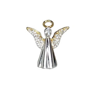 Monet Angel Brooch Pin Rhinestones Silver and Gold Tones - Picture 1 of 3