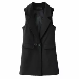 Lady Suit Vest Lapel Waistcoat Business Sleeveless Coat Cardigan Long Top Casual - Picture 1 of 10
