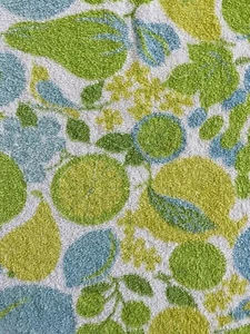 Huge VTG 60s 70s Fruit Floral Beach Towel Lemon Pear Daisy Turquoise Blue Green - Picture 1 of 12