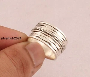 Solid 925 Sterling Silver women Spinner Ring Handmade Spinner Ring All Size SH63 - Picture 1 of 4