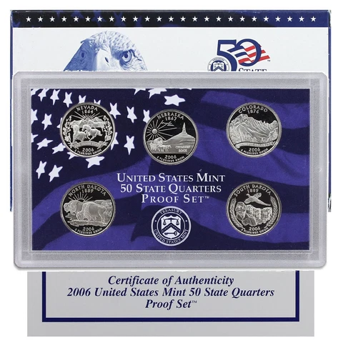 2006 S Proof State Quarter Set Gem DCam Original Box & COA 5 Coins CN-Clad Cover