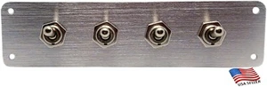 Panel de aluminio cepillado de alta resistencia - 4 interruptores de palanca PLATEADOS - 12V 20A - (#7) - Imagen 1 de 5