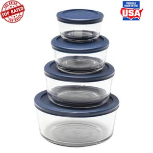 8PC Glass Food Storage Containers Set W/ BPA-Free Lids Microwave Dishwasher Safe - Picture 1 of 14