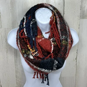 Bufanda infinita a cuadros rojos de moda de Mirabeau con flecos - nueva con etiquetas - Imagen 1 de 5