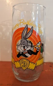Vintage 1990 Warner Bros Bugs Bunny 50th Anniversary 11" Glass Tumbler Signed - Picture 1 of 8