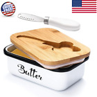 Large Butter Dish with Lid for Countertop Metal Knife Keeper Stainless Steel*
