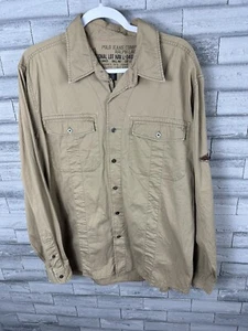 Ralph Lauren Vintage Size XL Khaki Military Button-Up Long Sleeve Shirt - Picture 1 of 6