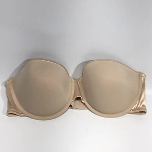 Ellen Tracy Bra Beige 40C Strapless Side Stays Gummy Strips - Picture 1 of 11