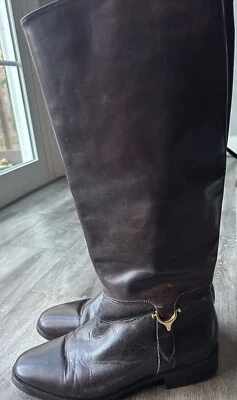 Botas de equitación Etienne Aigner DERBY todo cuero marrón oscuro ecuestres para mujer 6,5 Foto 1 de 4