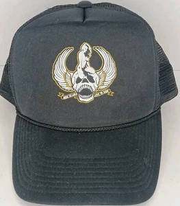 Cappello Snapback Vintage Decky Trucker Live To Ride, Ride To Live Biker Lady On Skull - Foto 1 di 9