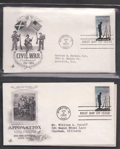 USA 1965 3 FIRST DAY COVERS APPOMATTOX ISSUE+ CACHETS - Picture 1 of 2
